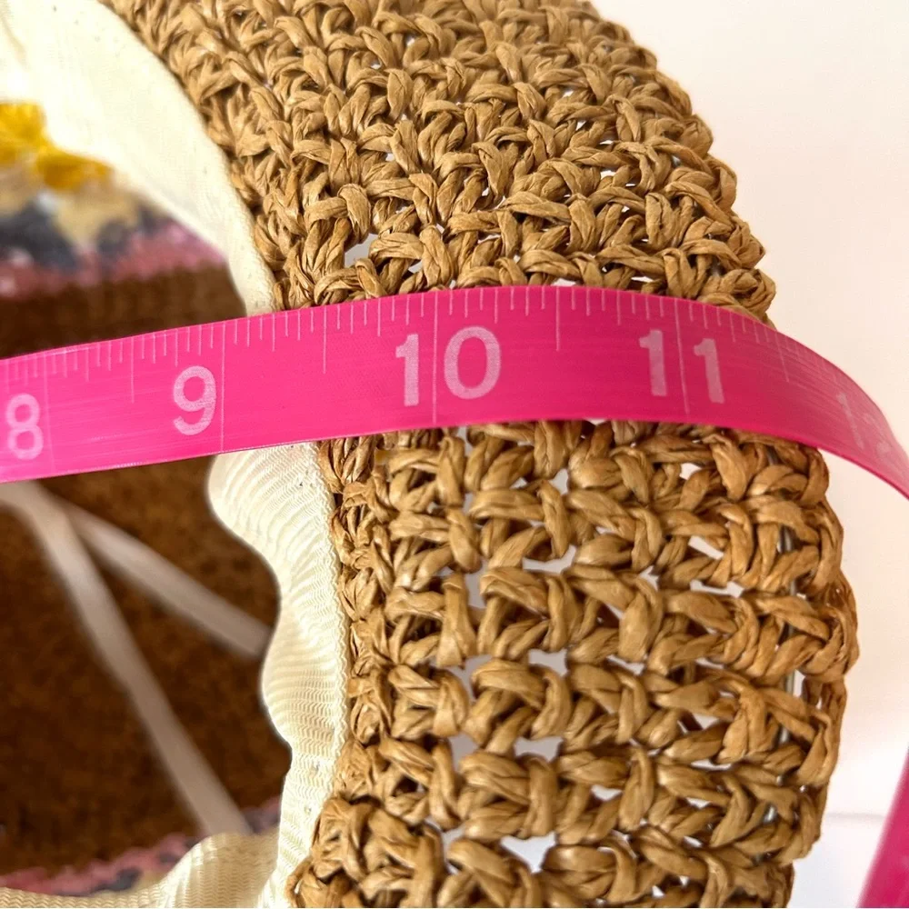 NWT DAVID and YOUNG Crochet Granny Square Straw Bucket Hat - Picture 12 of 14